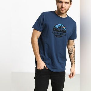 Patagonia Fitz Roy Scope Organic Cotton T-shirt Dark Blue Slim Fit Men’s XXL